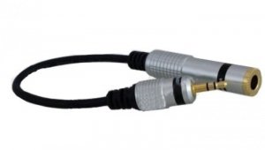 VITALCO JP200 Przejście Adapter Audio AUX mini Jack 3,5mm Stereo (wtyk) / Jack 6,3mm Stereo (gniazdo) pozłacany na kablu 15cm