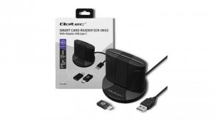 Qoltec Inteligentny czytnik chipowych kart ID SCR-0632 USB 2.0 + Adapter USB-C