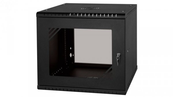 Szafa wisząca RACK 19 9U 450mm drzwi szklane czarna PRO