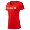 Reebok Linear Read Scoop DU4647 Damen Baumwolle T-Shirt In Rot