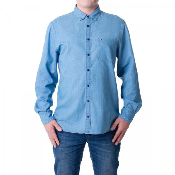 Tommy Hilfiger Herrenhemd Organic Cotton Denim Shirt In Hellblau MW0MWI0956-IAO