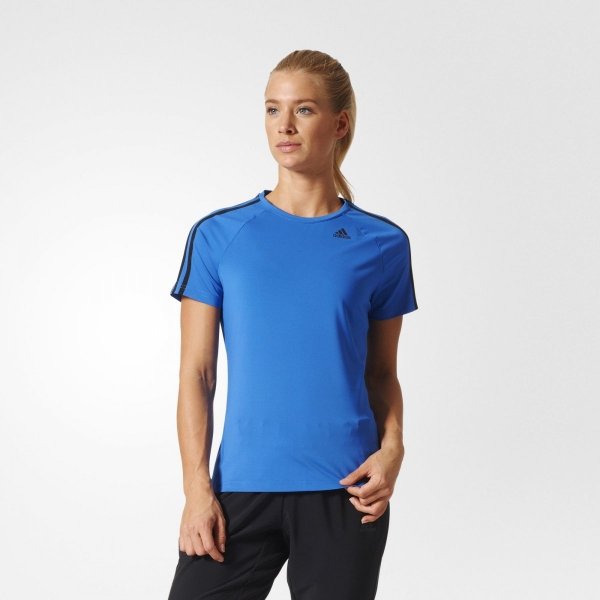 Adidas D2M Tee 3S Climalite Damen Sport T-Shirt In Blau für Damen