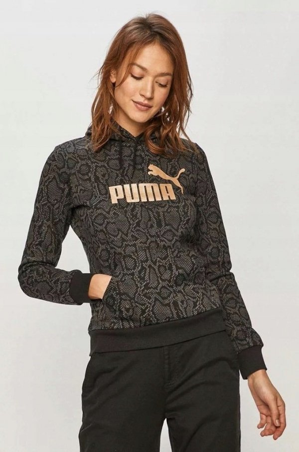 Puma Damenbluse Sweatshirt Ess Aop Hoodie In Schwarz 584596-01