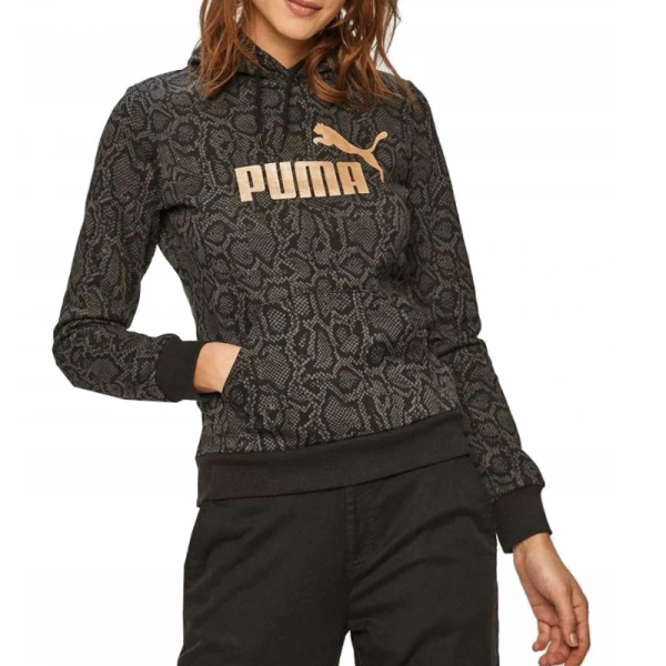 Puma Damenbluse Sweatshirt Ess Aop Hoodie In Schwarz 584596-01