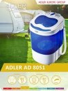 Pralka turystyczna Adler AD 8051 (1000 obr/min; 3 kg; 370 mm; kolor niebieski)