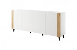 Komoda FARO 200x42x82 biały mat + dąb craft