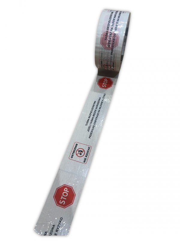 BSTech taśma klejąca z nadrukiem 48mmx100m &quot;Taśma bezpieczenstwa STOP&quot;, zestaw 6 szt