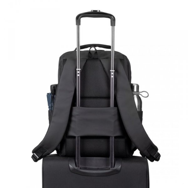RIVACASE PLECAK NA LAPTOP 15,6&quot; TEGEL ECO, CZARNY, MATERIAŁ WODOODPORNY, EKO RPET, KIESZENIE NA SMARTFON, DOKUMENTY,AKCESOR