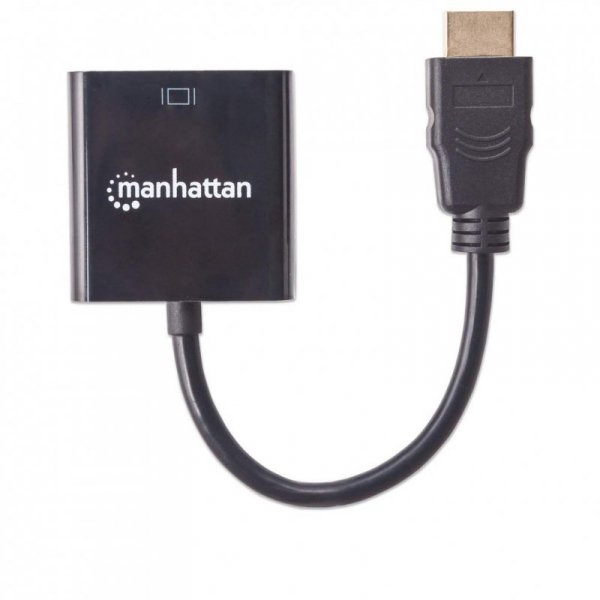 Adapter MANHATTAN HDMI-St.&gt; VGA-Bu. [bk] Polybag