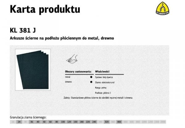 K.PŁÓTNO ARK. P 320   KL381J  /50szt.