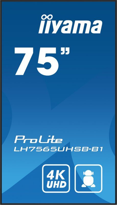 iiyama LH7575UHS-B1AG signage display Płaski panel Digital Signage 190,5 cm (75&quot;) LCD Wi-Fi 500 cd/m2 4K Ultra HD Czarny Procesor wbudowany Android 11 24/7