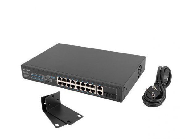 LANBERG SWITCH RACK 19&quot; 16X 100MB POE+/2X COMBO GIGABIT 250W NIEZARZĄDZALNY RSFE-16P-2C-250