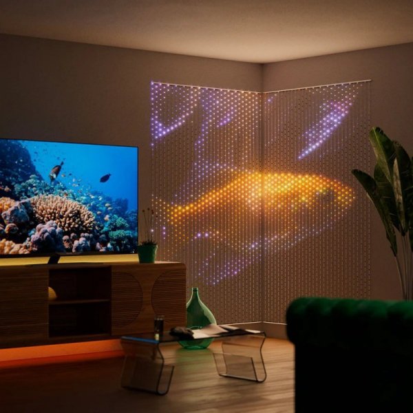 Twinkly Matrix – 500 RGB LED Lampki w kształcie pereł, przezroczysty przewód, 1.7x7.8ft typ wtyczki F