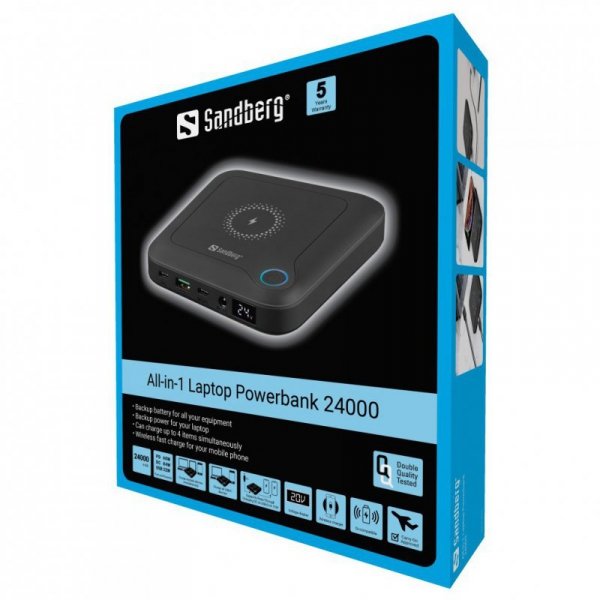 Sandberg All-in1 nešiojamasis kompiuteris Powerbank 24000 mAh