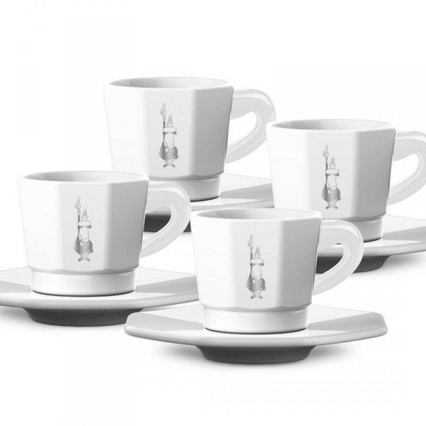 Bialetti Zestaw 4 filiżanek z podstawką - Biały (4 sztuki)