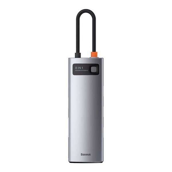 Hub 8w1 Baseus Metal Gleam Series, USB-C do 3x USB 3.0 + HDMI + USB-C PD + Ethernet RJ45 + microSD/SD