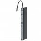 GEMBIRD MULTI ADAPTER TYP-C 11W1 (HUB USB + HDMI + VGA + PD + CZYTNIK KART + LAN + AUDIO 3,5 MM), SZARY 