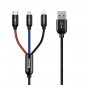 Kabel USB Baseus 3w1 USB-C / Lightning / Micro 3A 1.2m (czarny) 