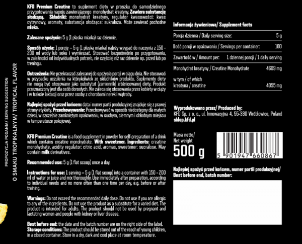 KFD CREATINE 500 g Tropikalny