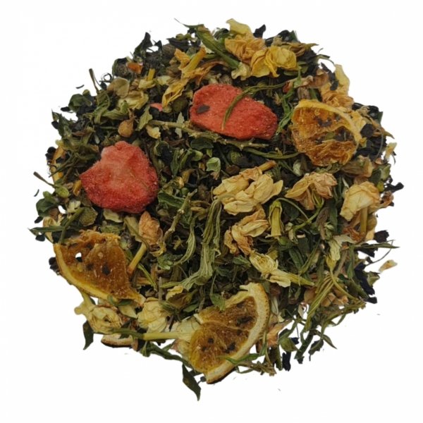 Zielona jaśminowa herbata konopna 50g - Truskawka &amp; Pomarańcza - Herbata Liściasta &quot;Jasmine Lady&quot;