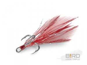Delphin B!RD Hook TRIPLE / 3szt. czerwone pióra #4