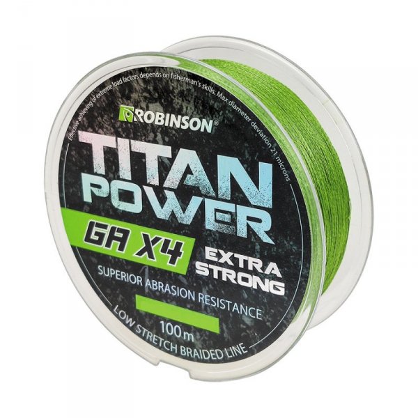 Plecionka Titan Power GA X4 0,20mm, 100m, zielona