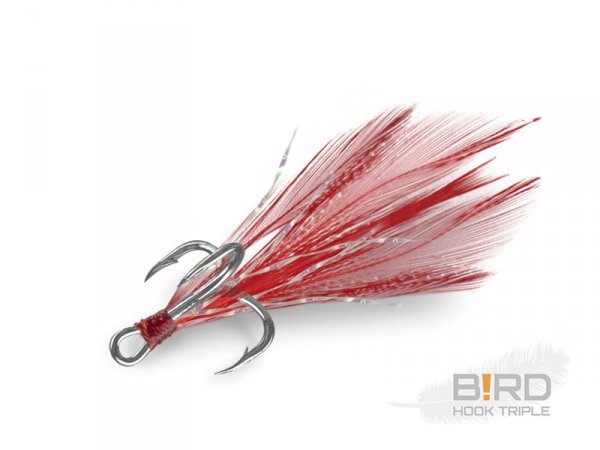 Delphin B!RD Hook TRIPLE / 3szt. czerwone pióra #4