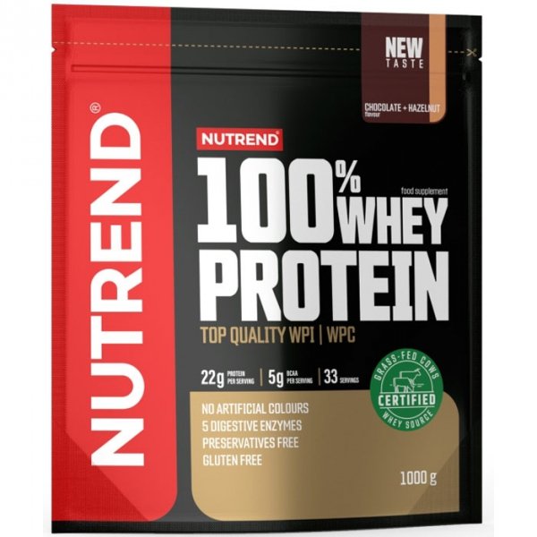 Nutrend 100% Whey Protein koncentrat białka serwatkowego (czekolada + orzech laskowy) - 1kg