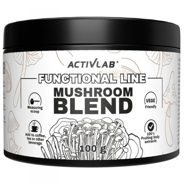 Activlab Mushroom Blend cztery ekstrakty z owocników grzybów:  - 100g