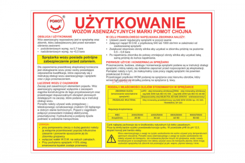 Naklejka - Użtkowanie wozów asenizacyjnych POMOT (048-00602)