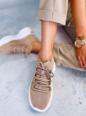 Buty sportowe skarpetkowe beżowe V8043-2 KHAKI