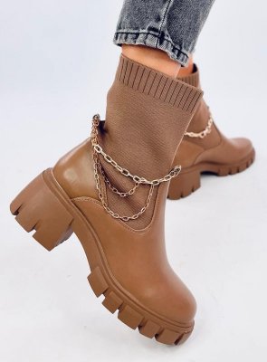 Botki ze skarpetkową cholewką GRACE KHAKI