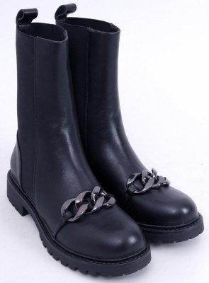 Botki damskie z elastyczną cholewką CORRIN BLACK