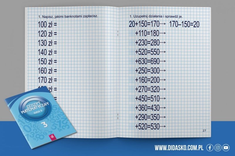 Zeszyt matematyczny kl.2 cz.3
