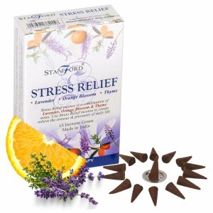 Naturalne Kadzidełka Stożkowe STAMFORD Stress Relief – Lawenda, Kwiat Pomarańczy, Tymianek 