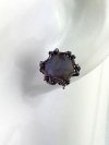 Labradoryt - kolczyk miedziany 14x14 mm, znak Lwa, sztyft
