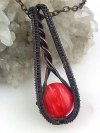 Zawieszka miedziana 4.8 cm, agat, łańcuszek 45 cm - widok z lewej strony