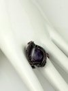 Ametyst - pierścionek miedziany 28x18 mm, rozmiar 17 – regulowany, rękodzieło