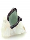 Awenturyn - pierścionek miedziany 26x16 mm, rozmiar 16 – regulowany, rękodzieło