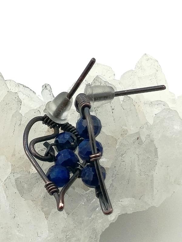 Prezent dla psychologa, pisarza, prawnika - kolczyki miedziane z lapis lazuli