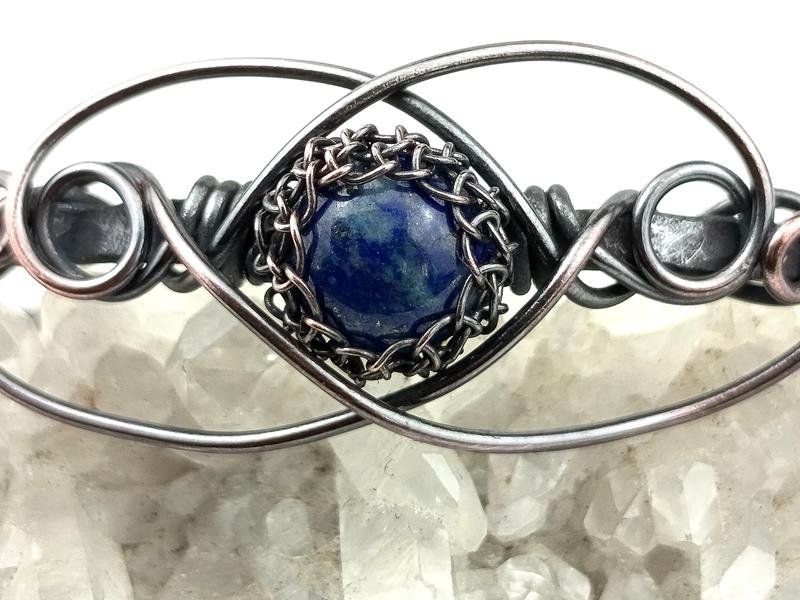 Bransoletka miedziana z lapis lazuli - część środkowa