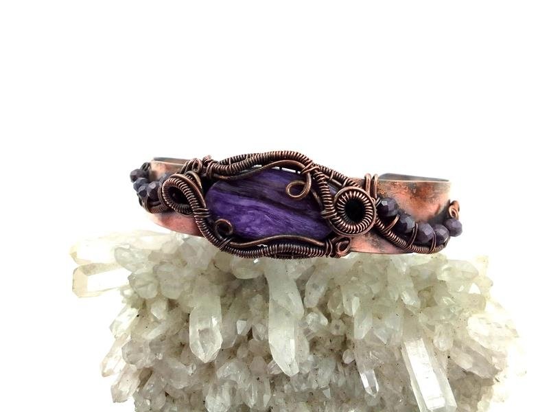 Czaroit - bransoletka miedziana dla znaku Skorpiona, Strzelca, Ryb, Wodnika i Panny