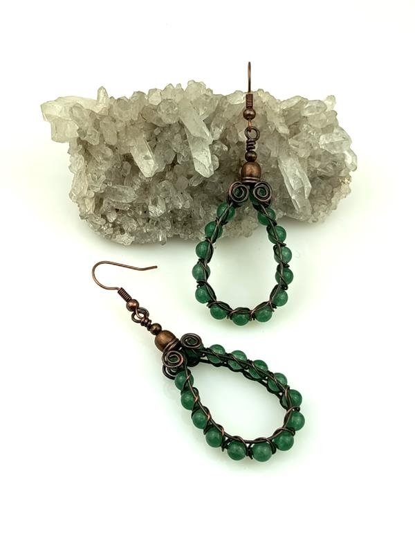 Prezent dla kardiologa, dietetyka, rolnika - kolczyki miedziane z awenturynem