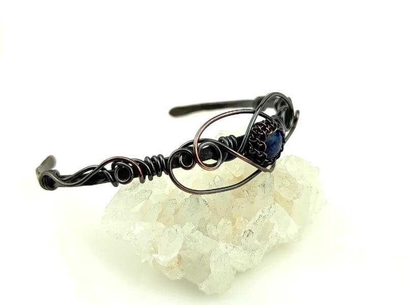 Prezent z okazji 9 rocznicy ślubu - bransoletka miedziana z lapis lazuli, rękodzieło