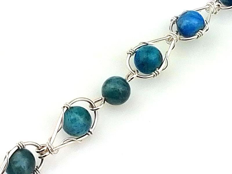 Bransoletka ze srebra z apatytem, numerologiczna 5, 6,  8 i 9