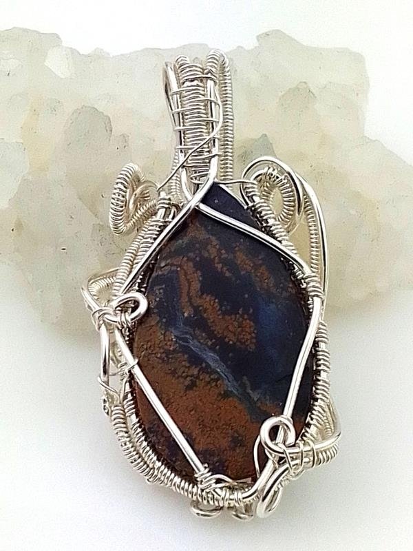 Damski wisiorek ze srebra 3.8x2 cm z kaboszonem pietersytu - zdjęcie od spodu