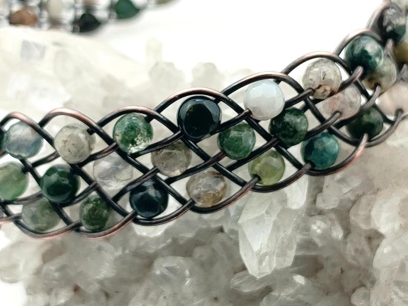 Bransoletka miedziana z agatem indyjskim dla ekologa, rolnika, florysty, zielarza