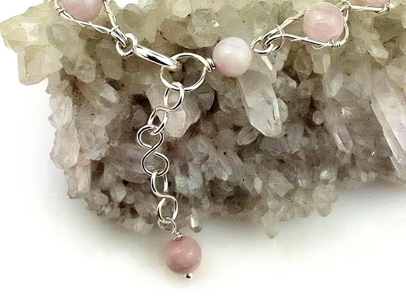 Bransoletka ze srebra z kunzytem - zapięcie i przedłużka