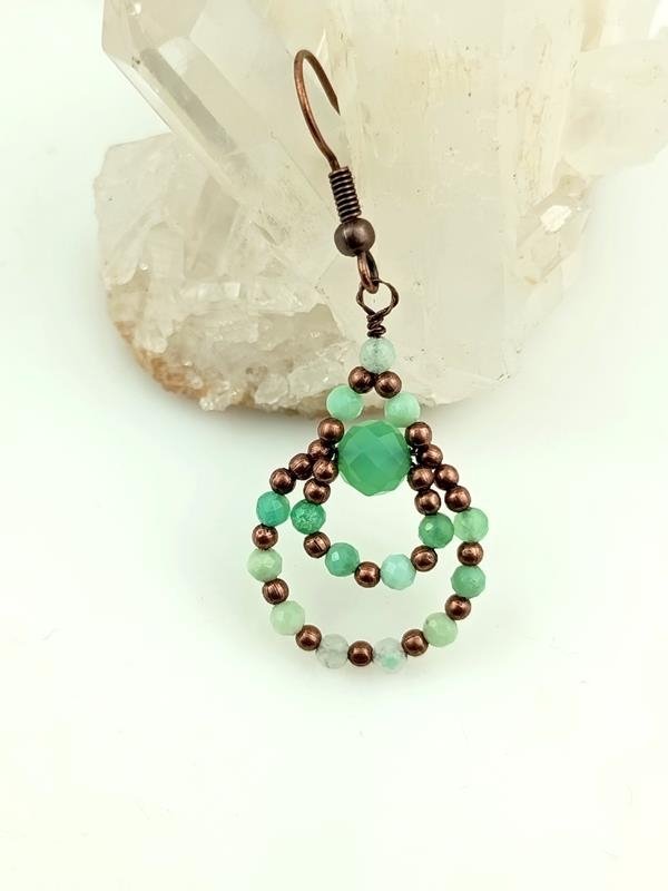 Kolczyki miedziane z chryzoprazem – kamieniem , który łączy nas z żywiołem wody