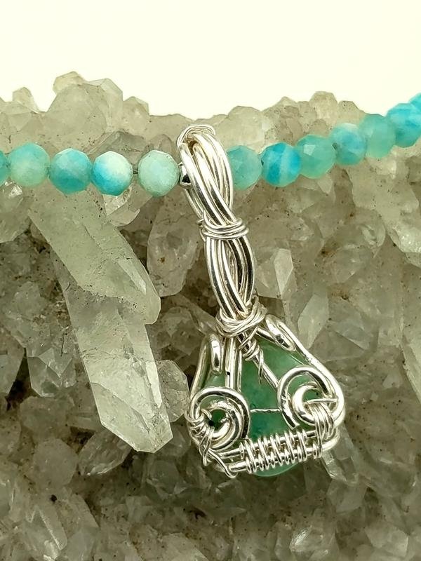 Amazonit – naszyjnik srebro dla numerologicznej 1, 3, 5, 6 i 8